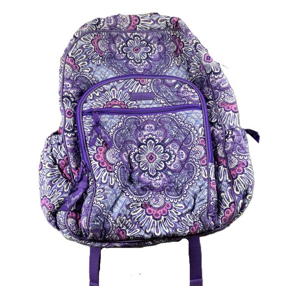 Vera Bradley Campus Tech Backpack Purple Tapestry Bag Bookbag Retired Full Size - Picture 1 of 11